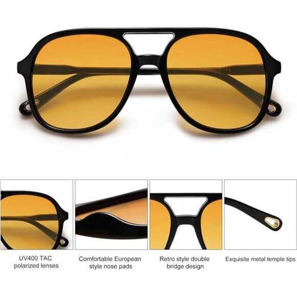 Retro Polarized Aviator Classic 70s Vintage Trendy Square Aviators SJ2174 main image 4